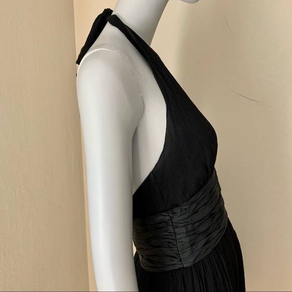 MAGGY LONDON Silk Halter Fit & Flare Midi Dress Black LBD Party Size 6P - Picture 8 of 16